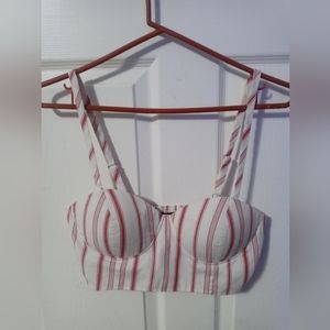 Forever 21 Cut off White Stripe Cotton Crop Top Bustier Size M